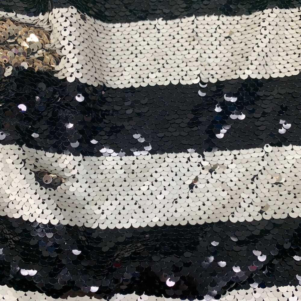 Gianni Bini Skirt Womens L Large Black Gold Jamie Striped Sequined Lined Mini - Picture 12 of 16